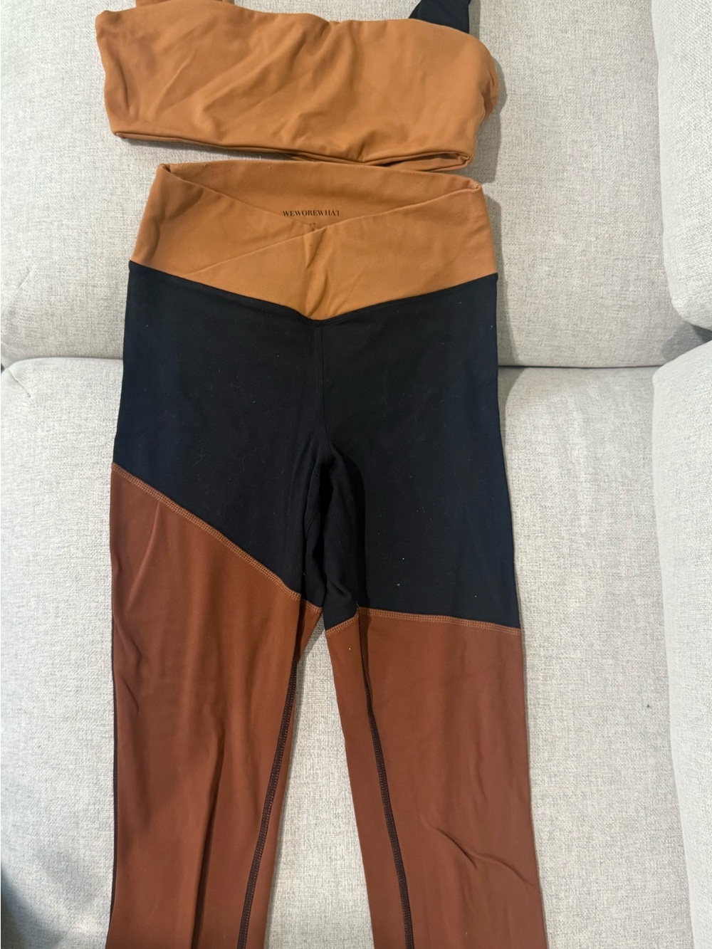 WeWoreWhat Two-Tone Kids Leggings in Brown and Black